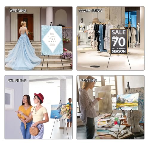 AROIC 63 "Easel Stand for Display, 10 Pack Portable Foldable Metal Easel, Easels for Signs Wedding Logos,Arts, Painting,Adjustable Floor Easels with 10 Storage Bag - style: 10P