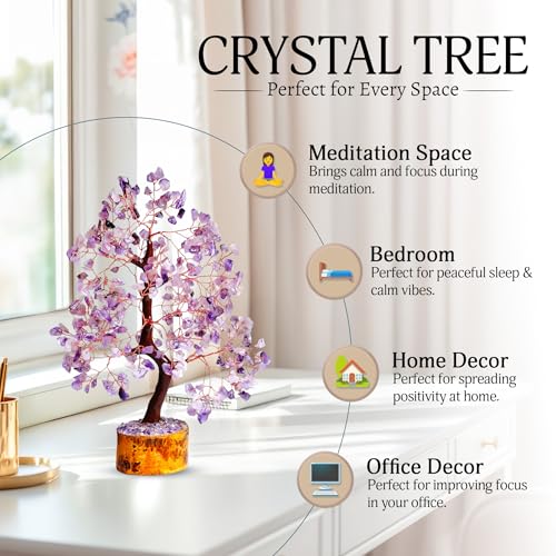 YATSKIA Amethyst Crystal Tree Stones and Crystals Tree of Life, Crystal Home Decor, Good Luck Gifts, Spiritual Gifts for Women - color: Amethyst Copper Wire Mseal