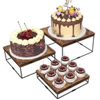 ELITEROO Buffet Risers, 3 Pack Wooden Risers Display Stands, Square Food Risers for Buffet Table, Tiered Dessert Display Stands, Food Stands for Display Party, Rustic Brown, 9"x10"x11" - size: 9"x10"x11"