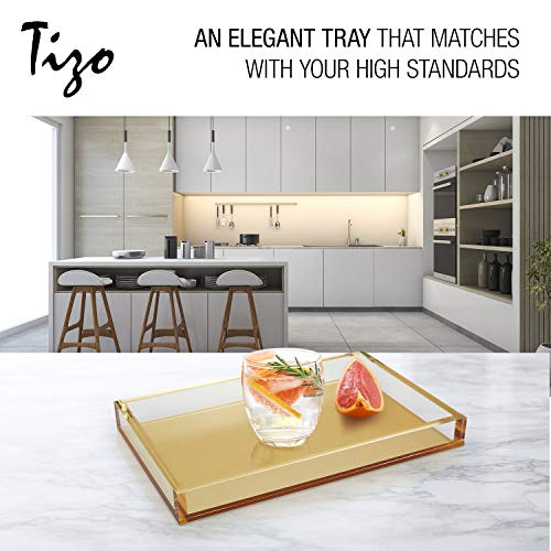 Tizo Design Elegant Lucite Tray, 12" x 8" Acrylic, Multiple Colors Available (Gold) - color: Gold