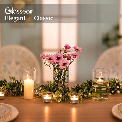 Glasseam Hurricane Glass Candle Holder Set of 6, Cylinder Clear Candle Holders for Pillar Candles, Modern Cylinder Vases for Floating Candles, Vases for Centerpiece Wedding Table Decorations, 6inch - color: 6, size: 6in