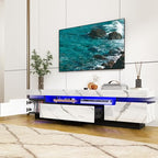 Uspeedy 70IN White TV Stand for 75/80 inch TV,Modern LED TV Stand for Living Room,High Gloss Entertainment Center with Storage Drawer,APP RGB Light,TV Console,Television Stands(Marbling) - color: Marbling