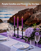 Homemory 6 Pcs Real Wax Purple Flameless Taper Candles with Remote Timer, 9.6 Inches LED Fake Candlesticks, LED Candle with 3D Flickering Flame for Romantic Wedding, Dinner, Xmas Anniversary Decor - style: Mysterious - Purple 9.6"