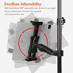 Ipad Holder for Mic Stand, Tablet Phone Holder Micophone Music Stand Mount Adjustable Rotatabe with Super Handle Clamp for iPad Pro 12.9 Air Mini, Android, 4 to 13.5inch iPhones and Tablets