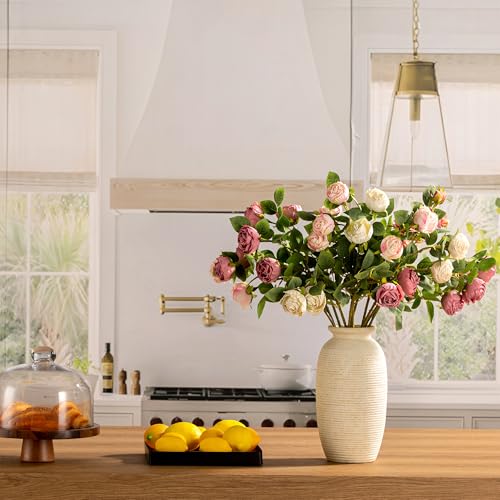 Ceramic Flower Vase, 12.5" Large Rustic Farmhouse Vases Home Decor Tall Pottery Decorative Pampas Vase for Table Living Room Entryway Mantel Bookshelf Bedroom Bathroom Kitchen-White - color: 12.5“ H - White