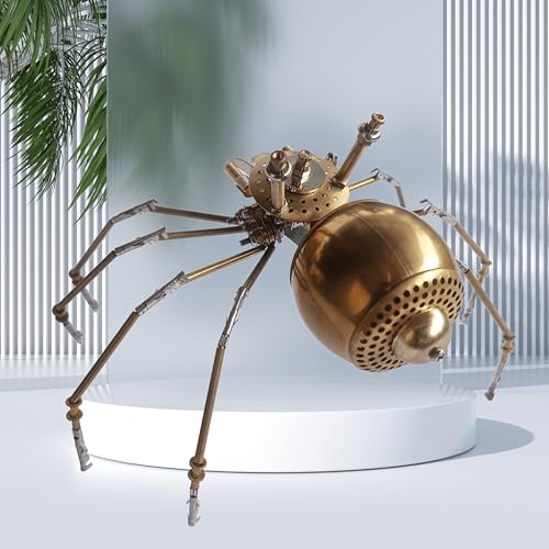 Steampunk Golden Spider Metal Model Kit for Adults – DIY 3D Mechanical Brass Insect Puzzle, Retro Industrial Art Sculpture Craft for Home Office Decoration & Collectors Gift (Golden Spiders) - style: Golden Spiders