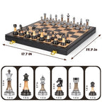 Luxury Large Metal & Acrylic Chess Set with Wooden Chess Board (17”) – Weighted Chess Pieces with 3.5” King, Foldable Tournament Chess Set for Adults & Kids, Professional Chess Game Set