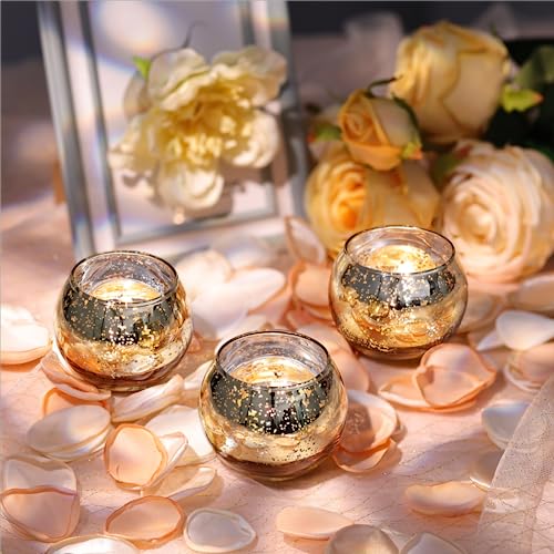 LETINE Gold Mercury Glass Votive Candle Holders - Set of 36 | Elegant Gold Tealight Candle Holders for Table Centerpieces,Spring Summer Weddings, Rehearsal Dinners, Valentine's Day Decorations - color: Gold
