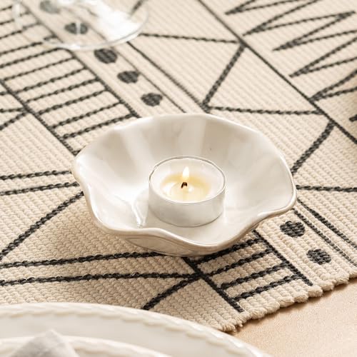 Candle Holders for Pillar Candles, Tealight Candle Holder, Candle Stand, Ceramic Candle Plate Tray, Candle Holder Decor for Dinning, Party, Wedding, Birthday, Anniversary Decorations, 1pack (White) - color: White