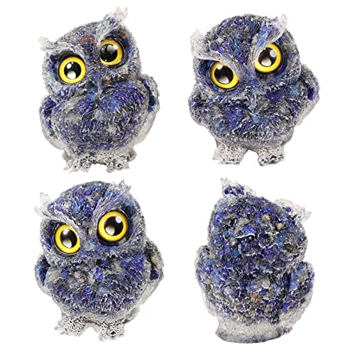 mookaitedecor Lapis Lazuli Owl Statue Sculpture Stone, Carved Animals Night Owl Figurine Crystal Ornament for Desktop Office Home Decor - color: Blue, size: 2.36 inch
