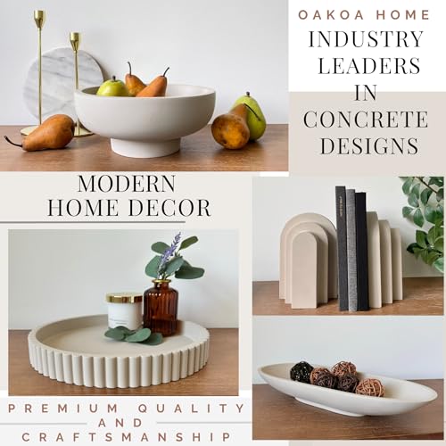 OAKOA Concrete Black Decorative Bowl for Home Decor - Black Fruit Bowl for Kitchen Counter - Black Bowl Decor - Modern Fruit Bowl Black - Centerpiece Bowl - color: Black