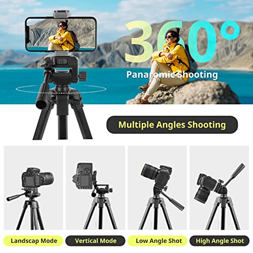 Sensyne 64" Camera Tripod Stand, Versatile Phone & iPad Tripod with Wireless Remote and 2-in-1 Phone Holder for Selfie/Video Recording/Photo/Live Stream/Vlog - size: 64-inch