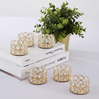 Gold Crystal Tea Light Candle Holders Bowl Tealight Candle Holders, Decorative Cylinder Diamond Votive Candle Stand Table Centerpieces Wedding, Party, Home Decoration