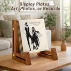 3 Pack Wooden Plate Display Stands with White Oak Dowel 6.5 Inch Wood Plate Holder Stand for Displaying, Rustic Wooden Picture Frame Easels Holder for Photo Platter Artwork Tabletop Decor