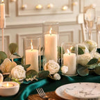 12PCS Hurricane Candles Set with Glass Cylinders – White Unscented Pillar Candles in Glass, 3 Size Mixed Glass Pillar Candle Holder, Windproof Elegant Table Centerpiece for Home, Wedding, Party Decor