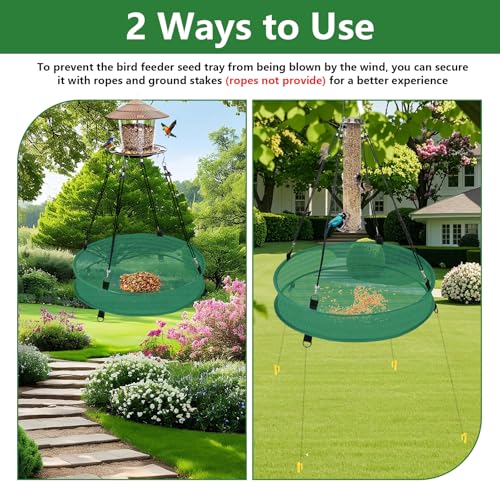 Lettry 2Pcs Bird Seed & Shell Catcher Tray for Hanging Bird Feeder Platform, Birdseed Hoop for Outdoor Garden Hanging Tray (Green, 20inch) - size: 20inch
