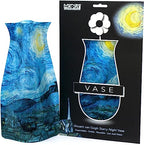 MODGY Collapsible and Expandable Plastic Flower Vase, Unbreakable, Foldable, Decorative Modern Centerpieces, Table Decorations, Van Gogh Starry Night, 1 Pack - style: 1 Pack