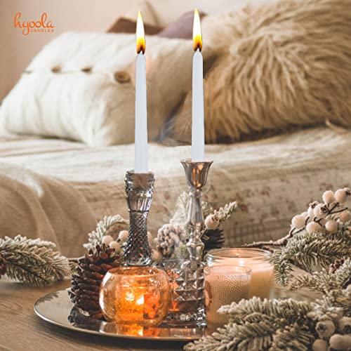Hyoola Tall Taper Candles - 16 Inch White Unscented Dripless Taper Candles - 14 Hour Burn Time - 8 Pack - size: 16 Inch