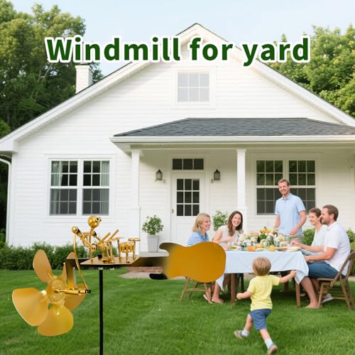 Handmade Metal Drummer Windmill, Rock Art Sculptures, Wind-Powered Kinetic Figurines, Wind Spinners for Garden Yard Lawn Patio Decor, Unique Drummer Statue Gift for Music Lovers - size: Large