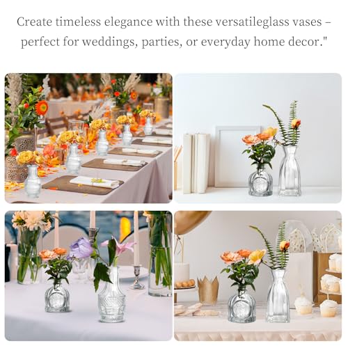 Glass Bud Vases Set of 32 - Assorted Small Mini Glass Vases for Flowers, Crystal Vintage Vase Set, Bulk Centerpieces for Table Décor, Wedding, Home and Events (Clear, 32 Pcs) - color: Clear, size: 32 Pcs