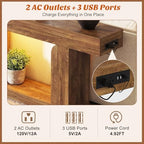 Homieasy Console Table, 47" Entryway Table with LED Lights & Charging Station, Farmhouse Wooden Sofa Table Behind Couch, Narrow Hallway Table for Living Room, Foyer, Entry, Rustic Oak - color: Rustic Oak, size: 47.2"