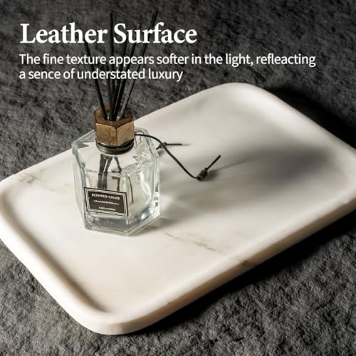 Koville Marble Tray, 12"x8" Marble Vanity Tray for Countertop Bathroom Kitchen Dresser, Decorative Catchall Trays for Perfume Jewelry, Rectangular Stone Serving Tray(Oriental Calacatta - color: Oriental Calacatta
