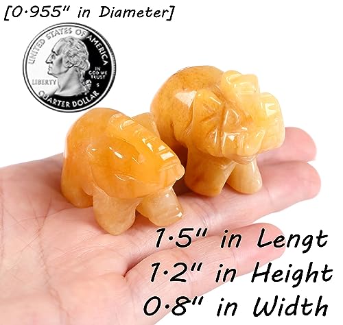 QINJIEJIE Yellow Jade Crystals Elephant Decor Cute Desk Stones Figurine Natural Gemstones Luck Decoration Room Office Pocket Hippie Statue Meditation Spiritual Christmas Stocking Stuffers Gift Women - color: Yellow Jade