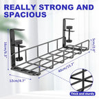 Under Desk Cable Management Tray, 31.5'' No Drill Heavy Duty Steel Cable Tray Organizers, Wire Management Tray Cable Rack with Clamp Mount, Adjustable Metal Under Desk Tray (Black, 2 Pack) - color: Black, size: 2 Pack