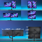 WALI Dual Monitor Mount for Ultrawide Heavy Duty Curved Monitor Stacking, Dual Monitor Arms Fits 13-49 Inch for Ultrawide Screens up to 44lbs, 49 inch Monitor Arm, Black - size: 13"-49", style: Dual Arms