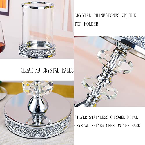 Candle Holder, Pillar Candle Holders, Crystal Candlesticks Holder for Wedding, Parties, Events, Chirstmas,Home Decor, Table Centerpieces CH048LD - size: Silver ( L )