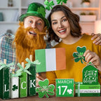 Vercraft 11 Pcs St. Patrick's Day Table Decorations Wood Faux Books Irish Table Top Decor Clover Wooden Sign Centerpiece for St. Patrick's Day - style: Clover