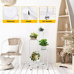 4 Tier Plant Stand Indoor Outdoor, 31 Inch Tall Metal Plant Shelf Waterproof, Plant Holder with Folding Design For Home, Living Room, White - color: White