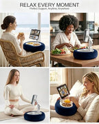 Miledi Tablet Pillow Stand, Compatible with 5"-12.9" Kindle, iPad, Phone/Tablet, 360° Rotating Phone Holder for Bed, Soft Plush Fabric, Detachable Bowl, Reading and Relaxation on Bed, Blue - color: Blue