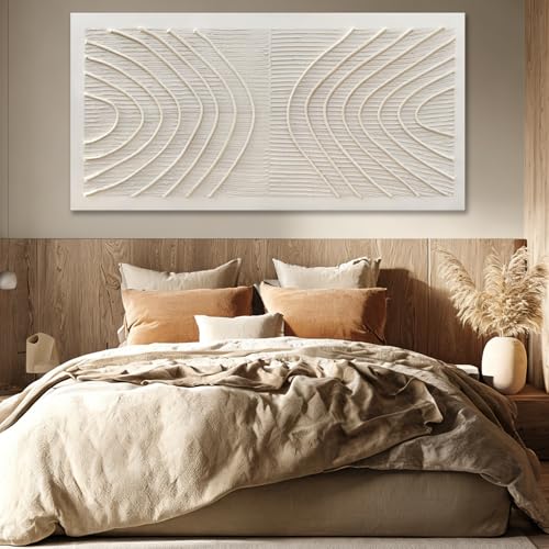 Hue7Art Modern Abstract Grey Canvas Wall Art Featuring Soft Curved Lines, Minimalist Textured Artwork for Living Room Bedroom Office Contemporary Wall Decor 29x58 Inch - color: White, size: 58"L x 29"W