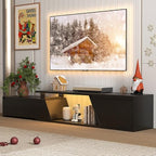 Verano Garden Extendable TV Stand with Led Lights, Wood TV Media Console with 2 Drawers & 1 Cabinet, Modern Entertainment Center Up to 90 Inch TV for Living Room Bedroom, 63" - 90.6" (Black) - color: Black