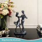 Couple Dancing Resin Figurine, 7.7" H, Romantic Gifts for Him & Her, Faux Black Wrought Iron Finish, Engagement Anniversary Wedding Keepsake Home Decor - style: Dance