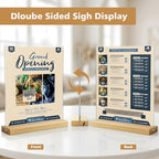 Comix 8.5x11 Acrylic Sign Holder with Wood Base 3 Pack Clear Table Display Stand Vertical or Slant Back Display for Wedding, Restaurant, Store, Office, Hotel - size: 3 Pack 8.5x11 inches (T/L)