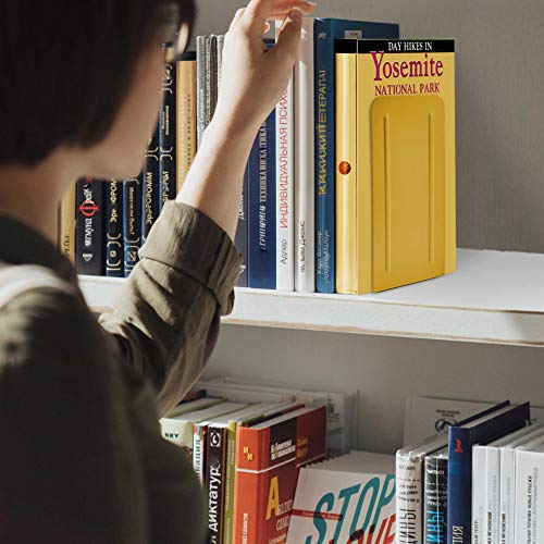 Acrimet Steel Metal Bookends for Shelves, Heavy Duty, for Large Books, 6 7/8" Tall X 4" Wide X 4 1/2" Deep, Yellow Colored, 1 Pair - color: Yellow