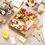 SiliFine 12" Charcuterie Number Shaped Mache with Clear Lid Fillable Sweets Serving Trays Paper Mache Cupcake Candy Box for 2025 Graduation Party Graduation Celebration(Gold,Number 5) - color: Gold, style: Number 5