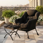 Tiita Lazy Chair with Ottoman, Black Modern Large Accent Chair, Comfy Leisure Sofa Armchair with Ottoman, Reading Chair with Footrest for Bedroom, Living Room, Dorm Rooms, Velvet Black - color: Black