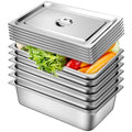 Hotel Pan with Lids 6 Pack Full Size 6" Deep Stainless Steel Steam Table Pan, Commercial Food Pans for Catering Buffet Chafing Dish Pans Metal Steam Tray (1/1 Full Size x 6 Inch Deep, 6 Pack) - color: Full Size, size: 6" Deep