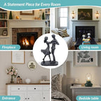Couple Dancing Resin Figurine, 7.7" H, Romantic Gifts for Him & Her, Faux Black Wrought Iron Finish, Engagement Anniversary Wedding Keepsake Home Decor - style: Dance