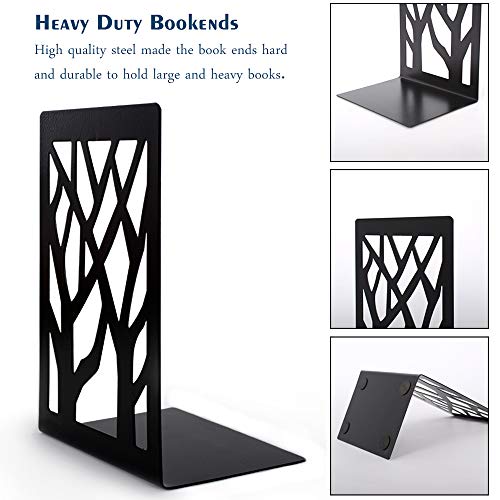 2 Pair Book Ends,Metal Book End Supports for Bookrack Desk - color: Black, size: 2 Pair