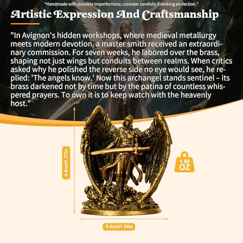 CHOVY 100% Solid Brass Archangel Statue with Spread Wings - Handcrafted Divine Sculpture, Vintage Celestial Decor, Collectible Religious Art Piece, Sacred Altar, Inspirational Gift for Believers - style: Archangel