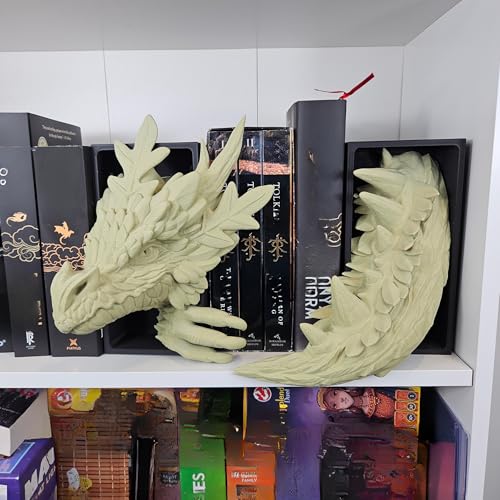 Dragons Awakening Book End – Fantasy Book Nook Insert for Dragon Readers – Unique Home Decor for Bookshelves & Libraries (Head and Tail - Forest Dragon) - color: Head and Tail - Forest Dragon