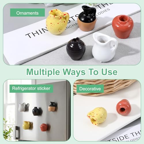 5 Pcs Cute Fridge Magnets, Mini Vase Magnets for Fridge Tiny Vase Fridge Magnets for Refrigerator Fridge Locker Decoration Kitchen Office Accessories (Without Flower)