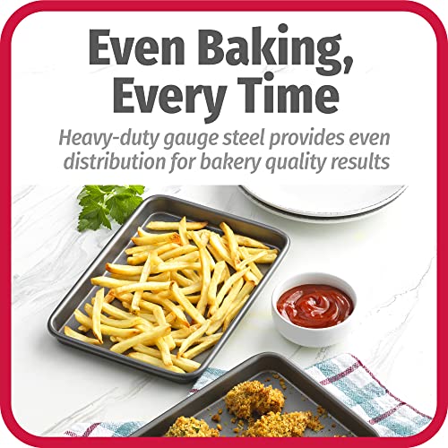 GoodCook Set of 2 Nonstick Steel 9" x 6" Toaster Oven Mini Baking Sheets with Racks, Gray - size: 9" x 6" (2- Piece Set) w/ Rack