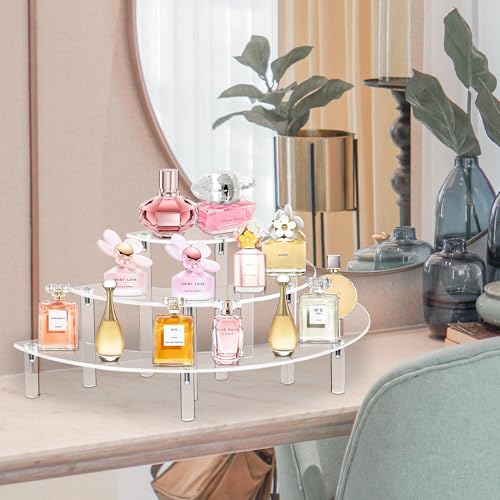 YestBuy Acrylic Risers Display Stand - 3 Tier Clear Step Display Riser- Half Moon Cupcake Dessert Stand for Display Or Collections (Acrylic Rods 1 Set) - color: Clear, size: 1 pack