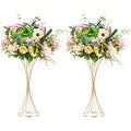 NUPTIO 2 Pcs Wedding Centerpieces for Tables, 19.7in Tall Metal Flower Trumpet Vase, Gold Vases for Centerpieces, Artificial Flower Display Rack for Birthday Party Dinner Event Hotel Home Decor - size: 19.7 inch Tall
