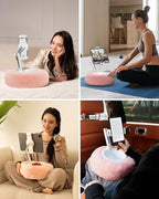 Viozon Tablet Stand Pillow, Compatible with 4.7"-13" Phone/Tablet, iPad, iPhone, Samsung, Google, Kindle, 360°Adjustable Phone Holder for Bed with Soft Plush Fabric, and Detachable Bowl, Pink - color: Pink